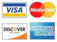 Visa, MasterCard, Discover, and American Express cards accepted